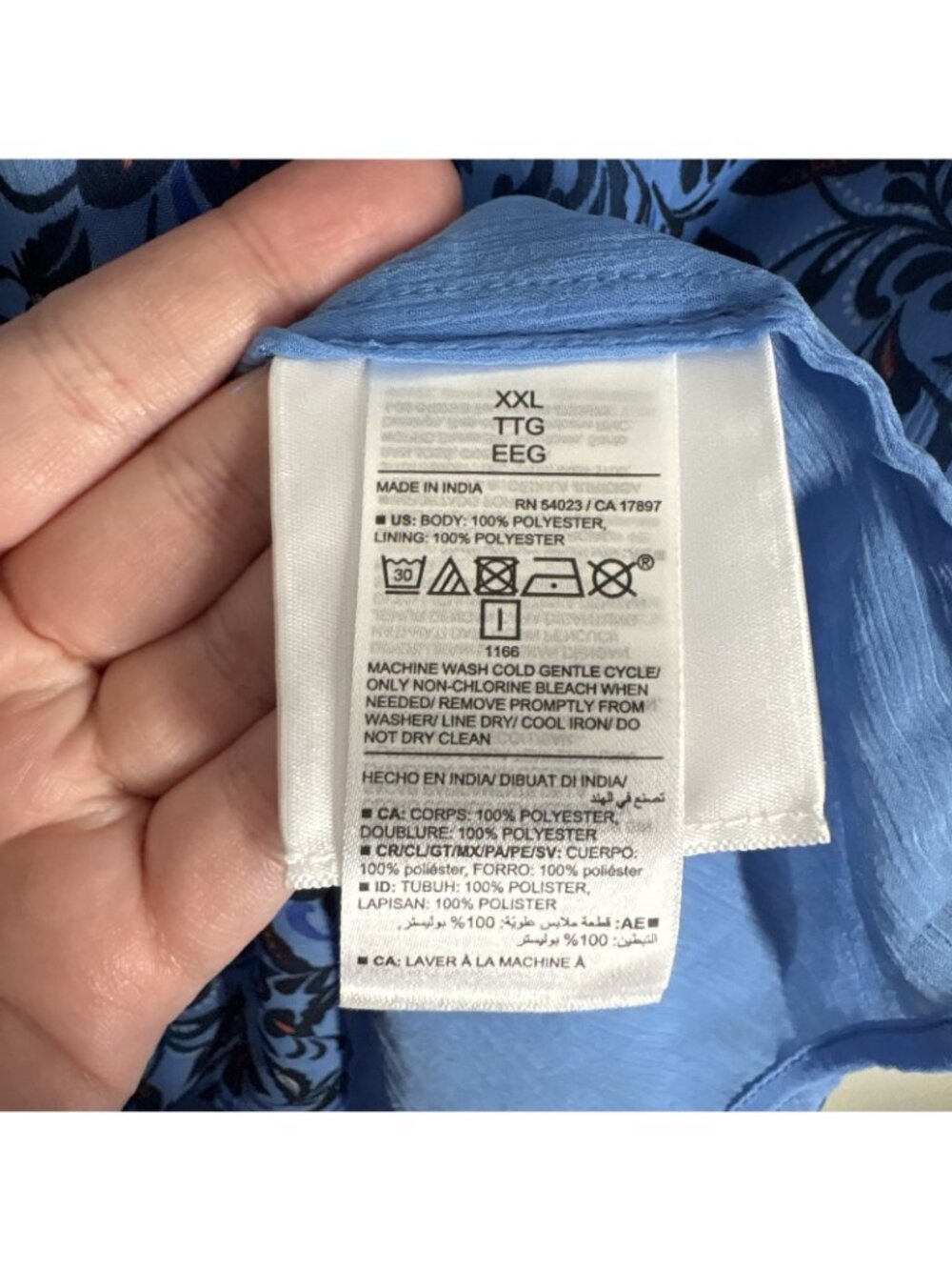 Old Navy Womn XXL Blue Floral Boho Peasant Chiffon Smocked Poet Swing Blouse NWT - Picture 9 of 11